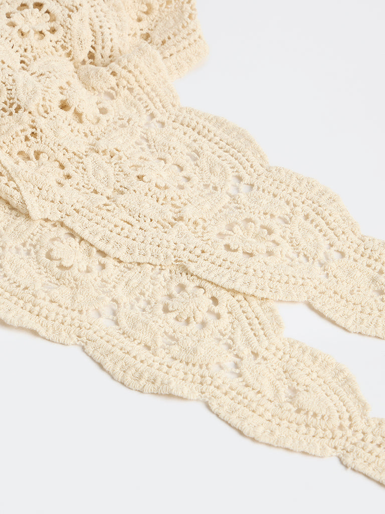 Westside Accessories Off-White Crochet Scarf