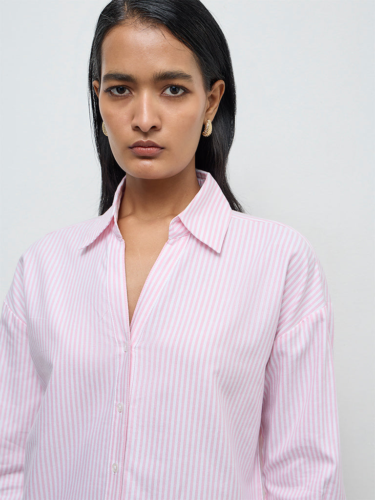 Wardrobe Pink Striped Cotton Shirt