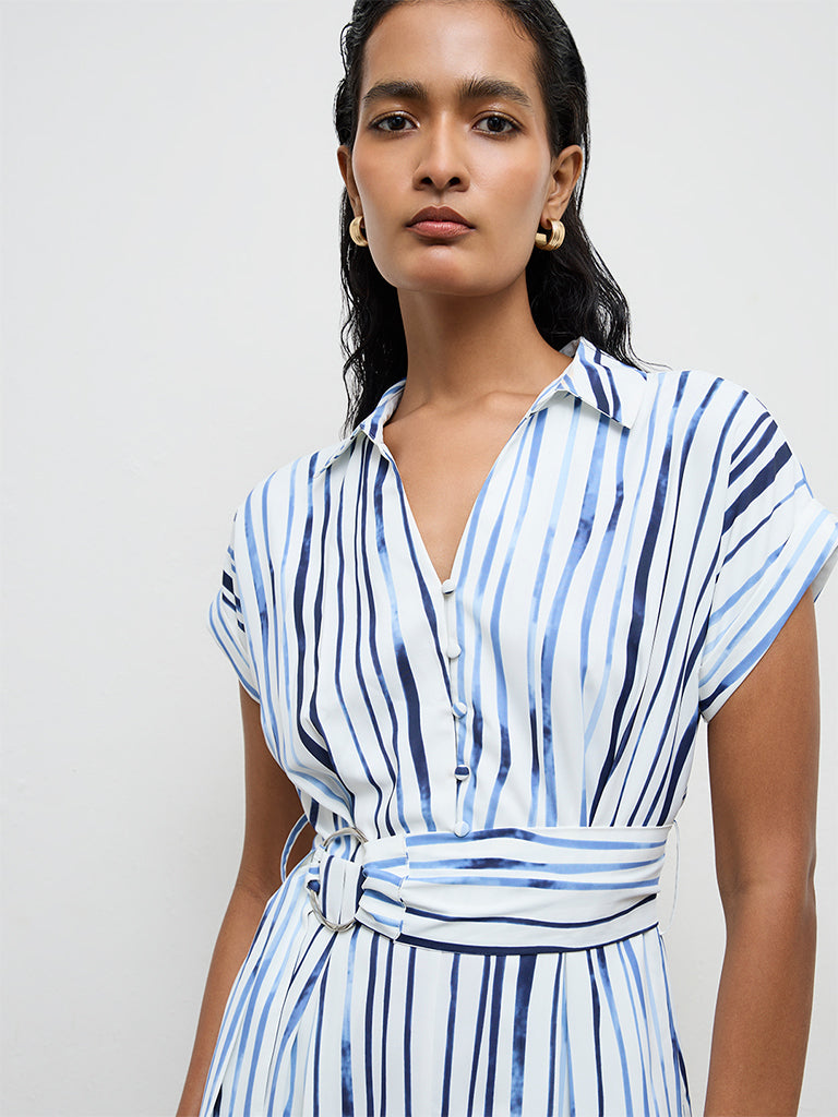 Wardrobe White Stripe Printed Shirt Dress