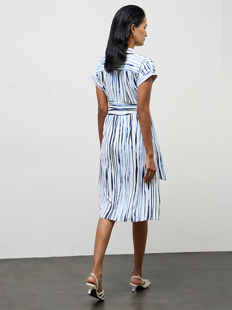Wardrobe White Stripe Printed Shirt Dress
