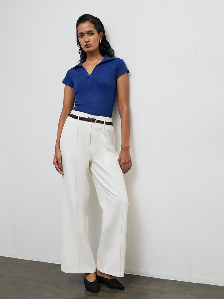 Wardrobe Blue Ribbed Top
