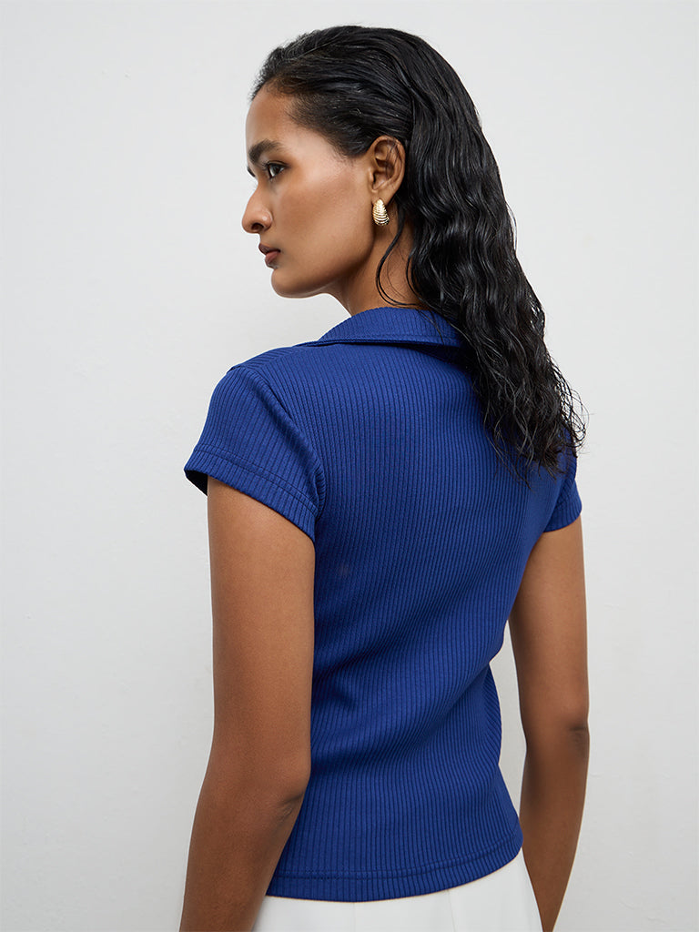 Wardrobe Blue Ribbed Top