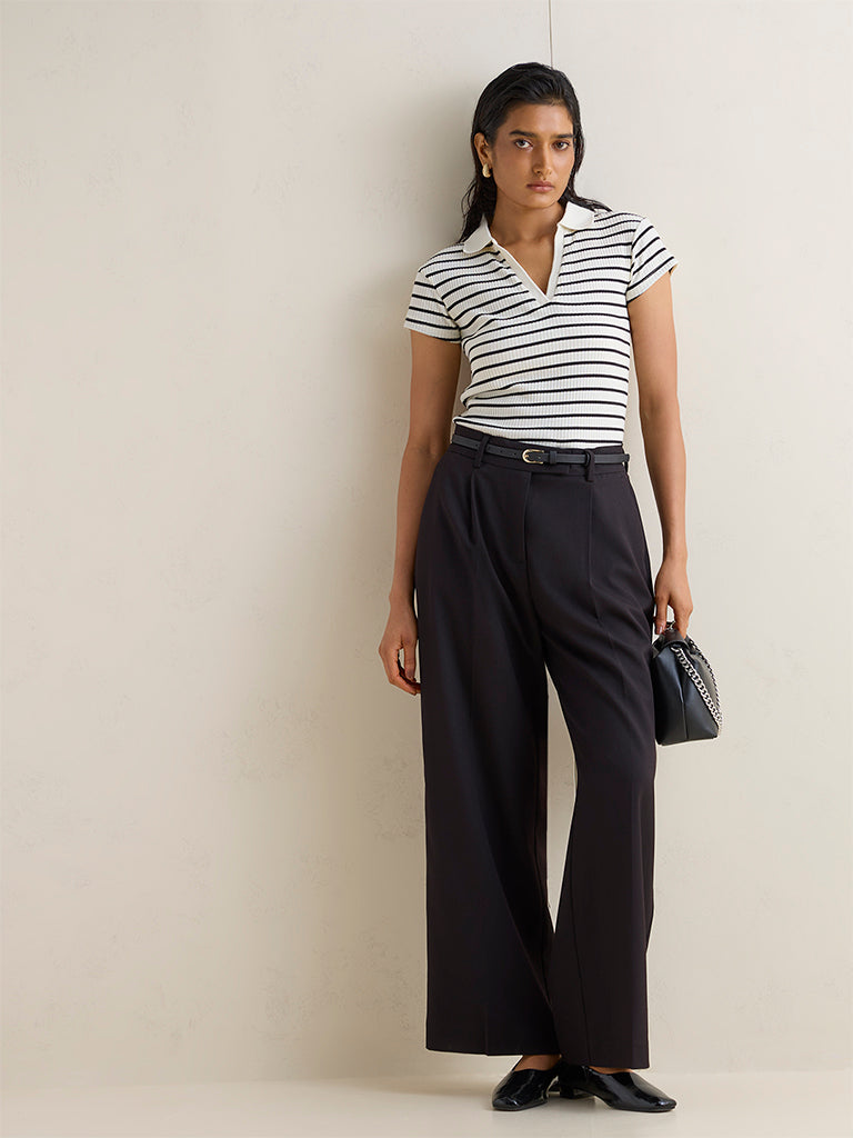 Wardrobe Ivory Stripe Patterned T-Shirt