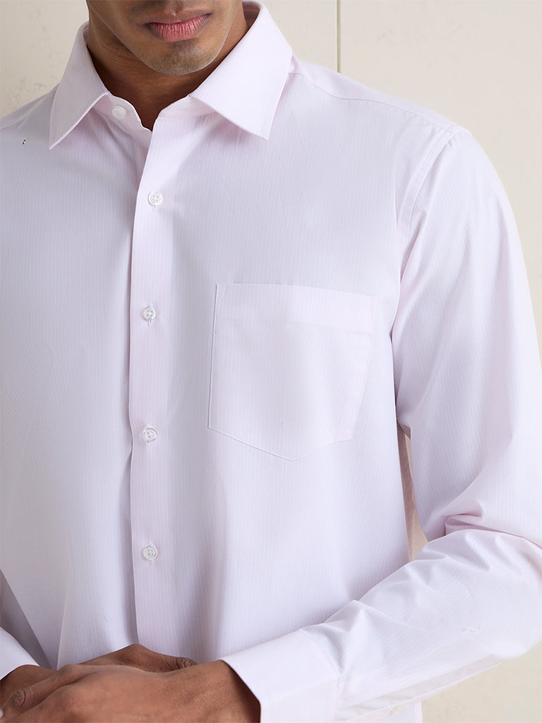 WES Formals Light Pink Slim-Fit Cotton Shirt