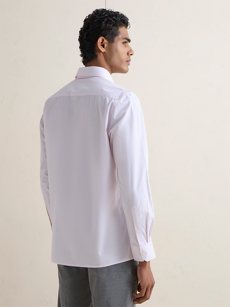 WES Formals Light Pink Slim-Fit Cotton Shirt