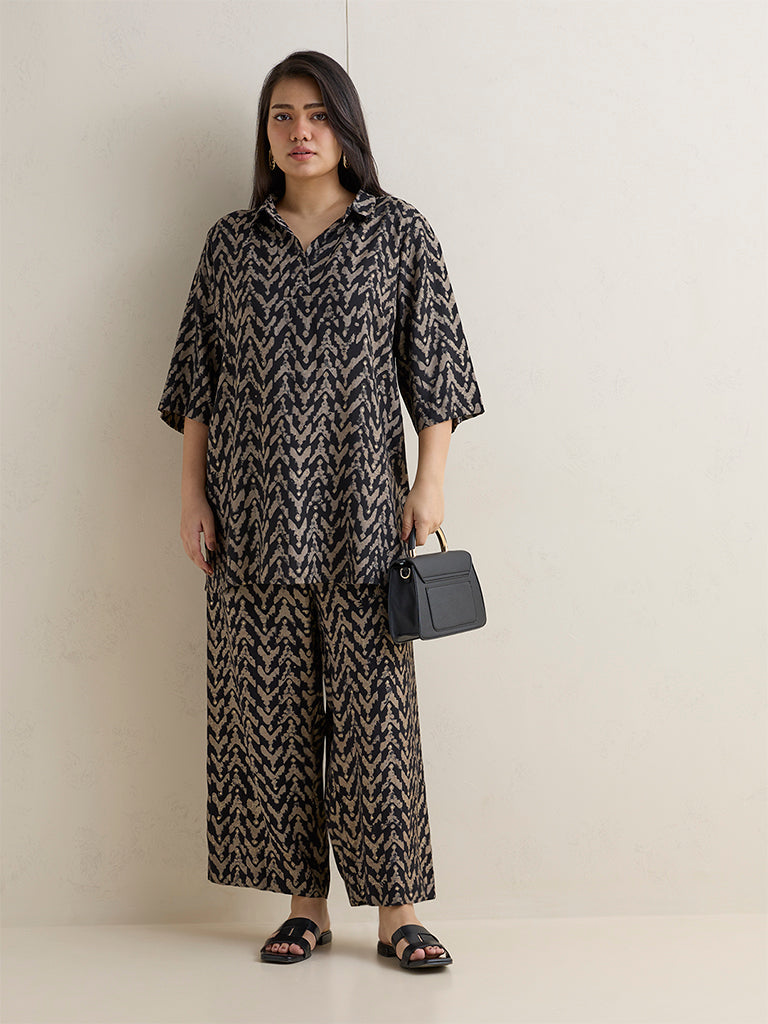 Diza Black Chevron Printed Tunic