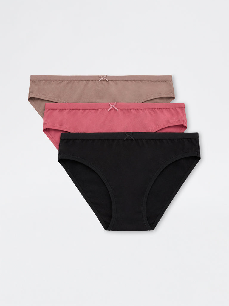 Wunderlove 3-Pack Printed Cotton-Blend Bikini Briefs