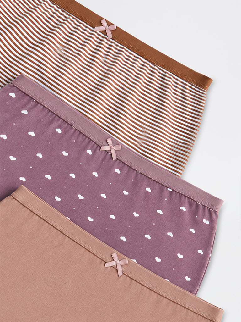 Wunderlove 3-Pack Printed Cotton-Blend Full Briefs