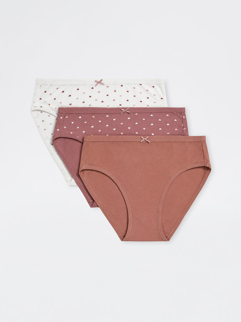 Wunderlove 3-Pack Printed Cotton-Blend Hi-Leg Briefs