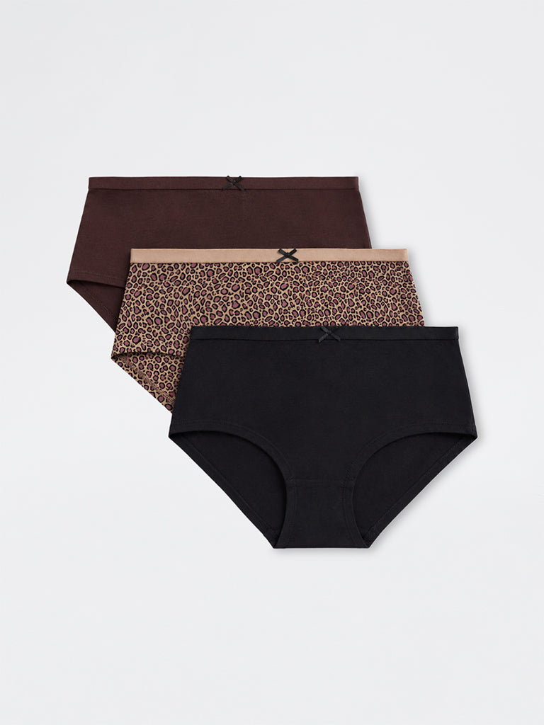 Wunderlove 3-Pack Printed Cotton-Blend Low-Rise Briefs