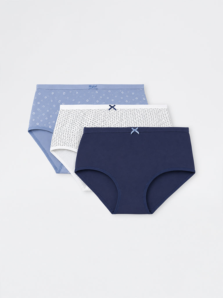 Wunderlove 3-Pack Floral Printed High-Rise Cotton-Blend Briefs
