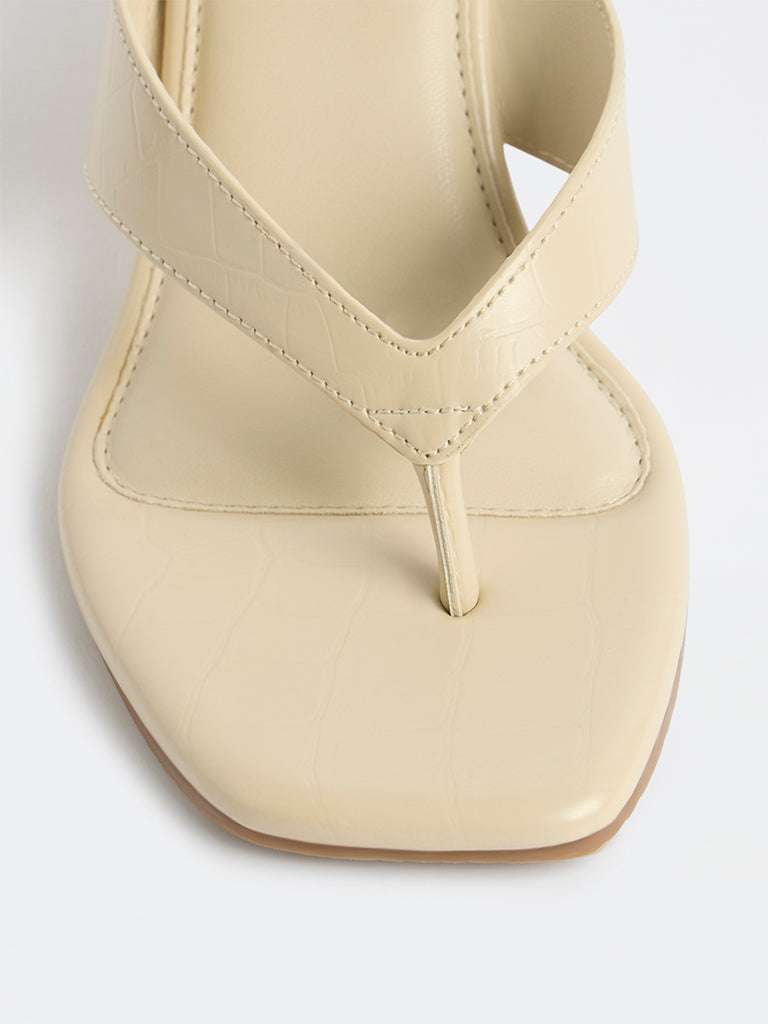 LUNA BLU Ivory Thong-Strap Wedge Heel Sandals