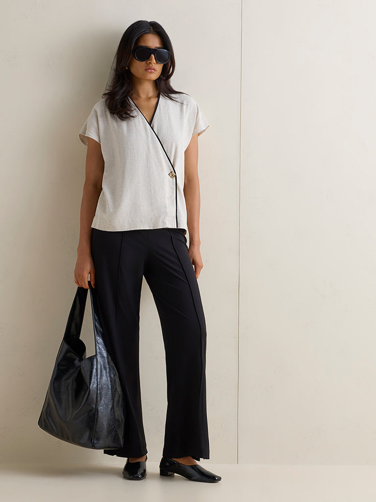Wardrobe Off-White Wrap-Style Cotton Top