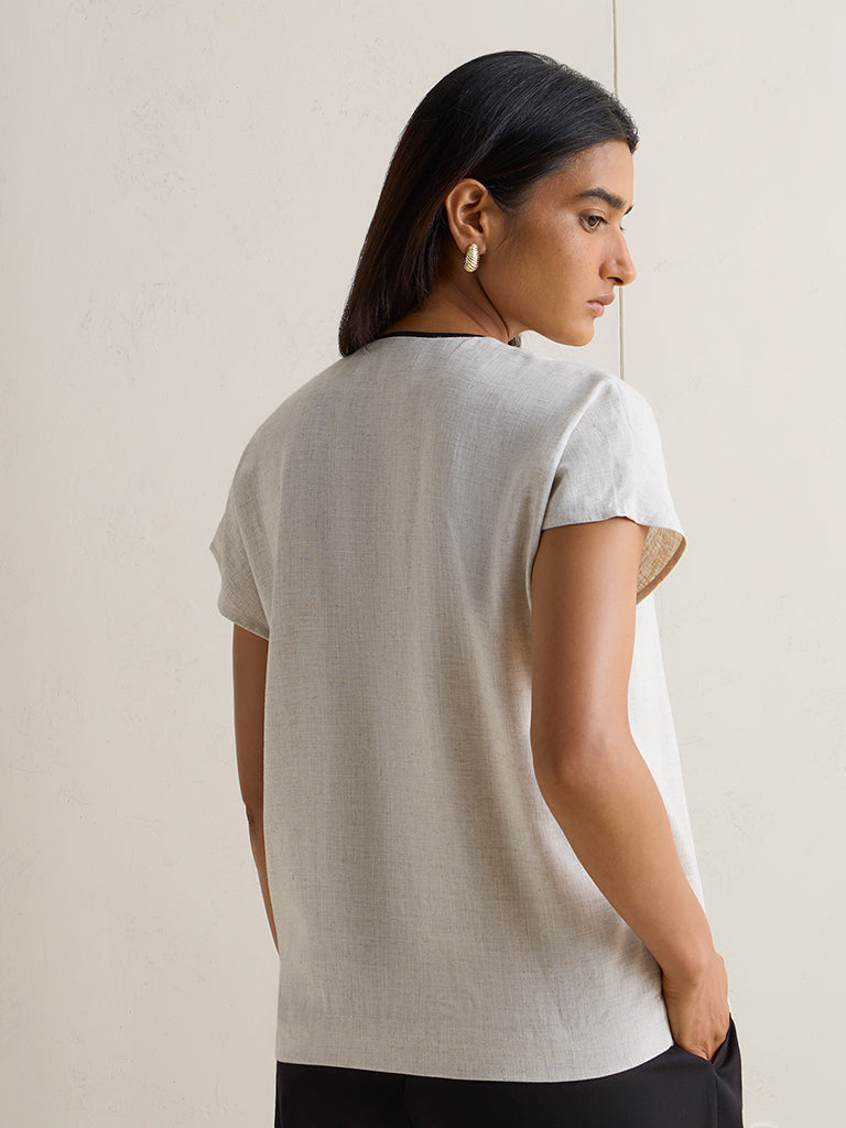 Wardrobe Off-White Wrap-Style Cotton Top