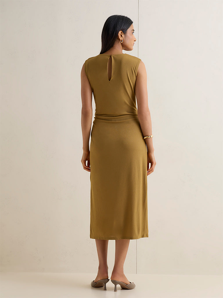Wardrobe Olive Solid Straight Dress