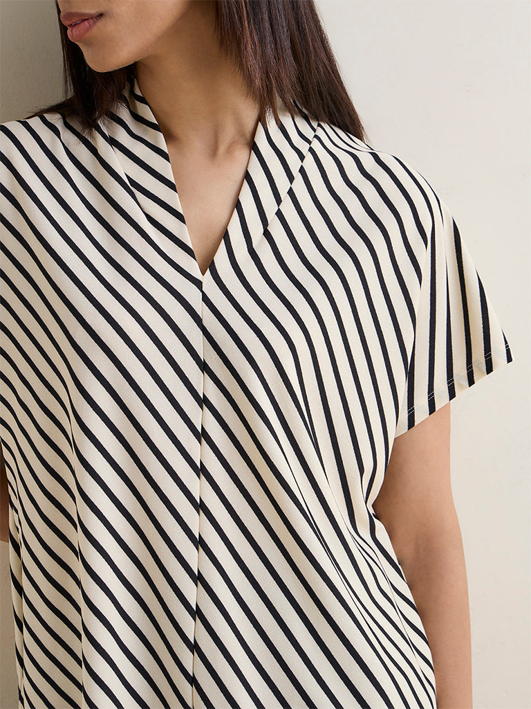 Wardrobe Ivory Stripe Printed Top