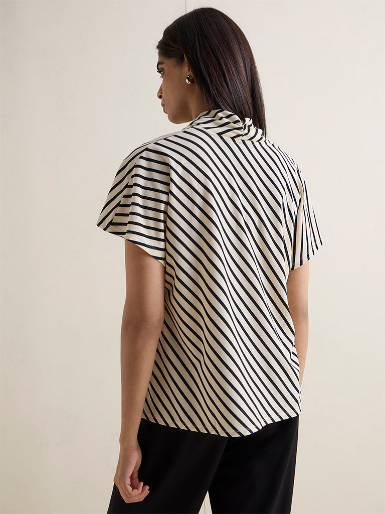 Wardrobe Ivory Stripe Printed Top