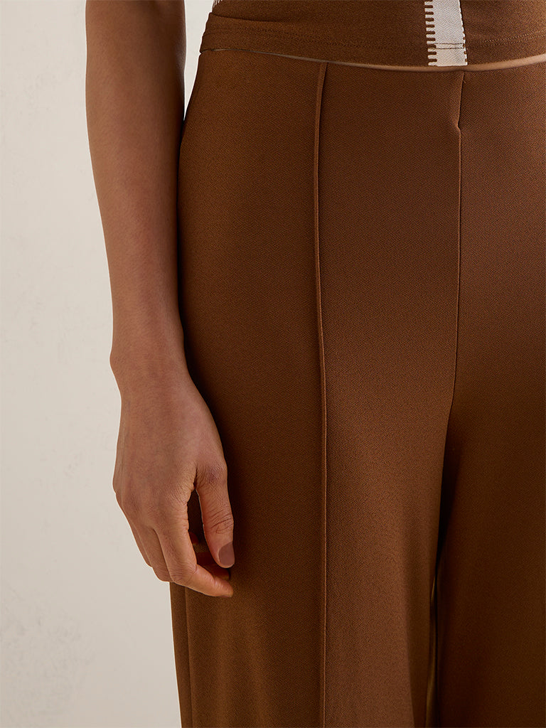 Wardrobe Brown Solid High-Rise Trousers