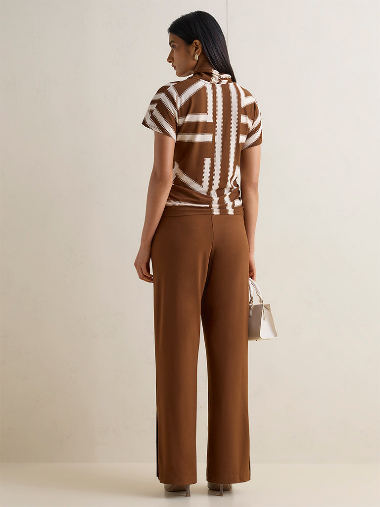 Wardrobe Brown Solid High-Rise Trousers