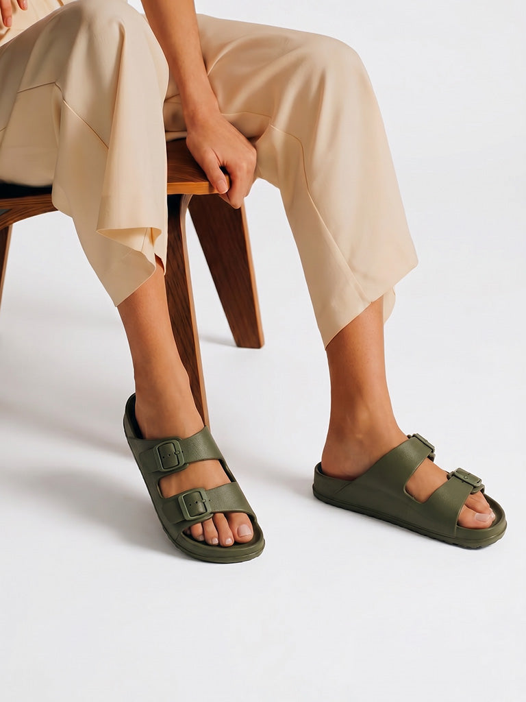 SOLEPLAY Olive Dual-Strap Slides