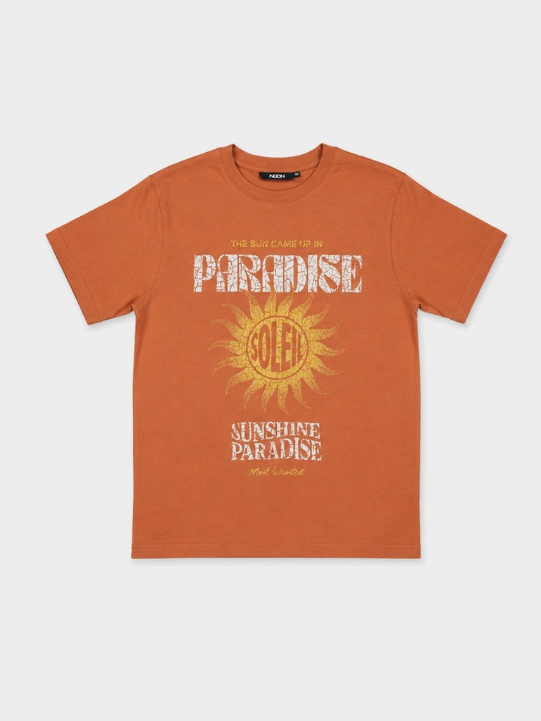 Nuon Orange Graphic Printed Cotton T-Shirt