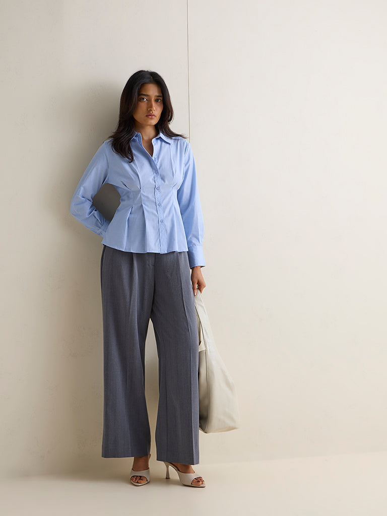 Wardrobe Blue Solid Blouse
