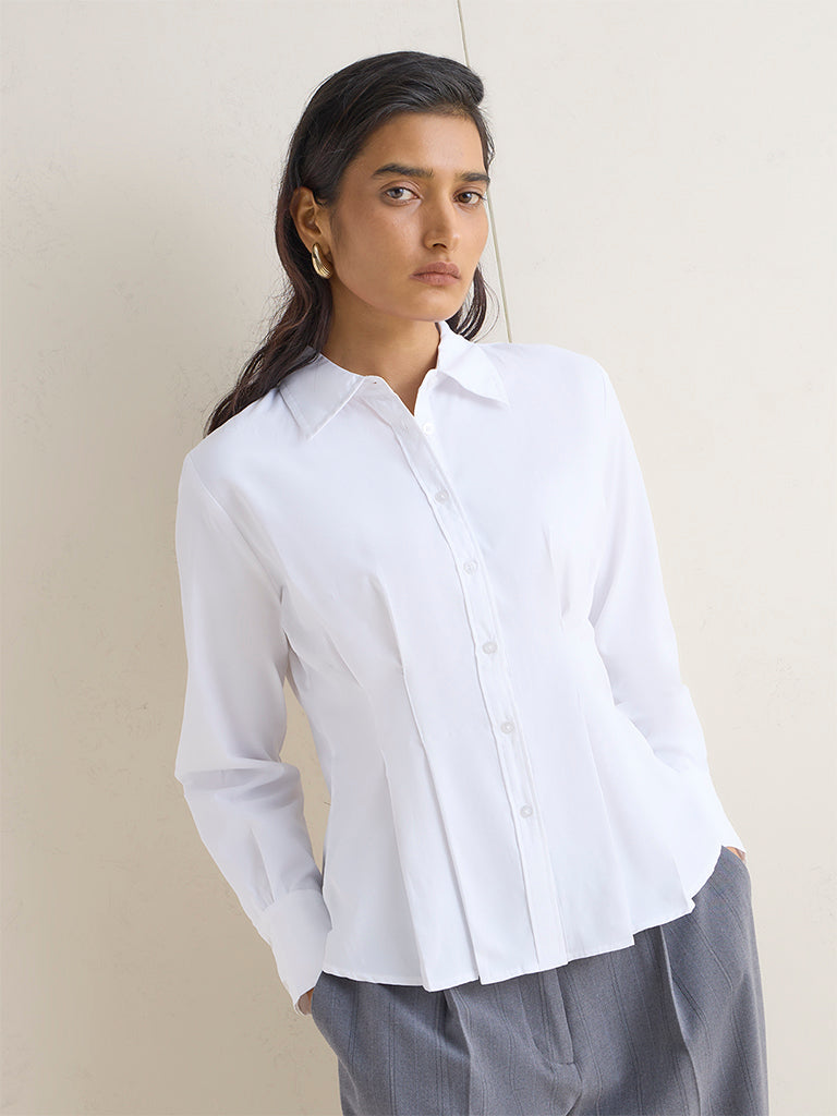 Wardrobe White Solid Blouse