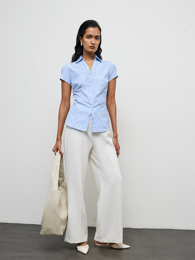 Wardrobe Light Blue Solid Shirt