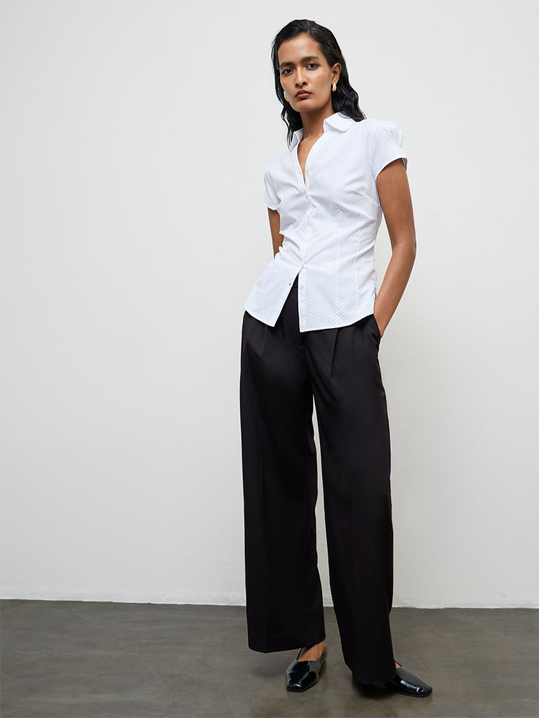 Wardrobe White Dot-Printed Shirt