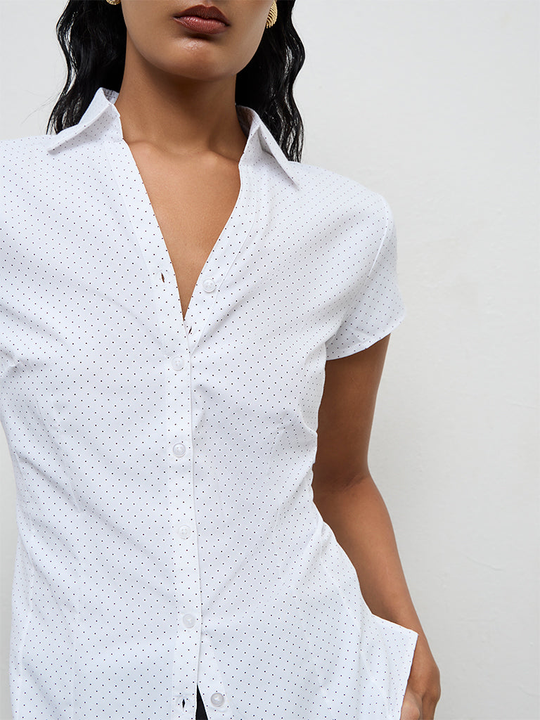 Wardrobe White Dot-Printed Shirt