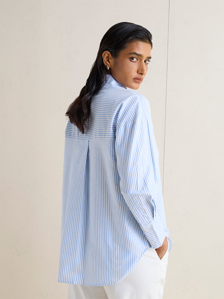 Wardrobe Blue Striped Cotton Blouse