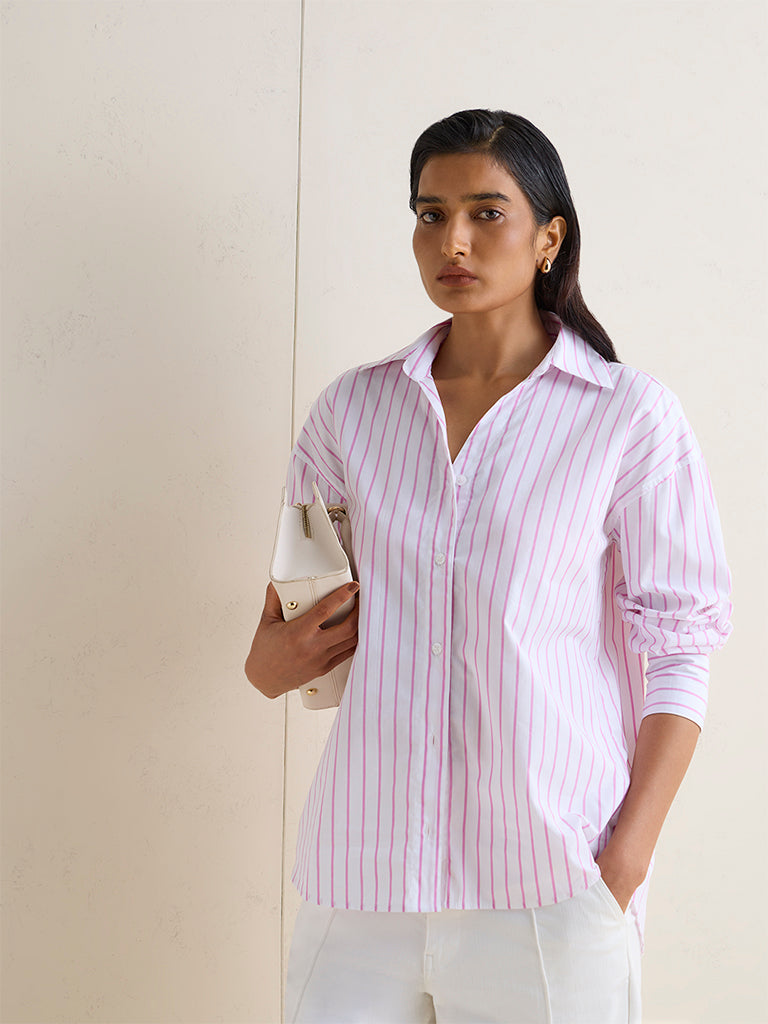 Wardrobe Pink Striped Cotton Blouse