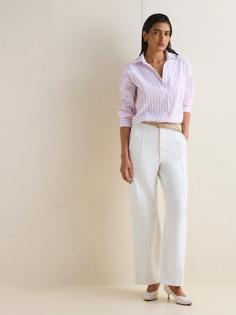 Wardrobe Pink Striped Cotton Blouse