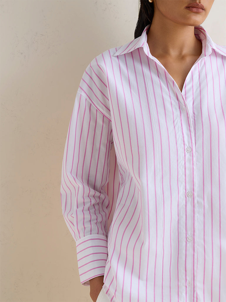 Wardrobe Pink Striped Cotton Blouse