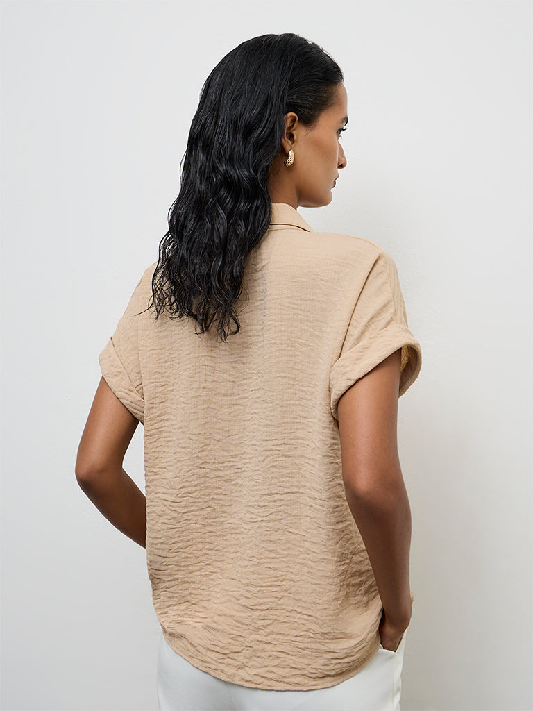 Wardrobe Beige Knot-Detail Shirt