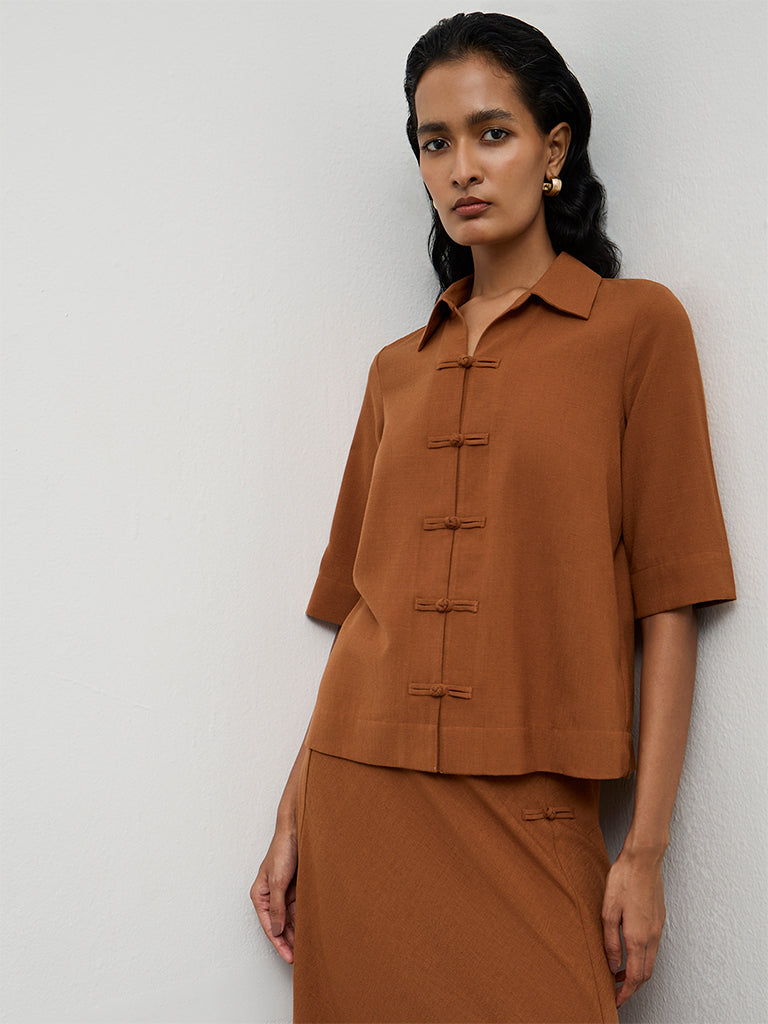 Wardrobe Brown Solid Blouse