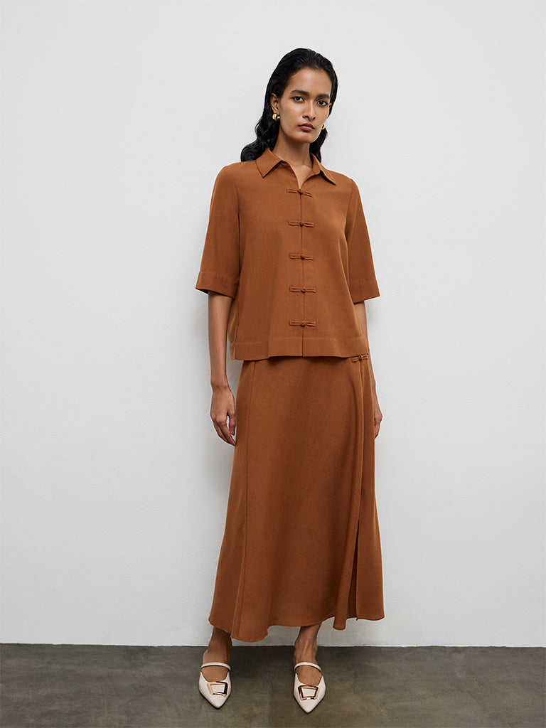 Wardrobe Brown Solid Blouse