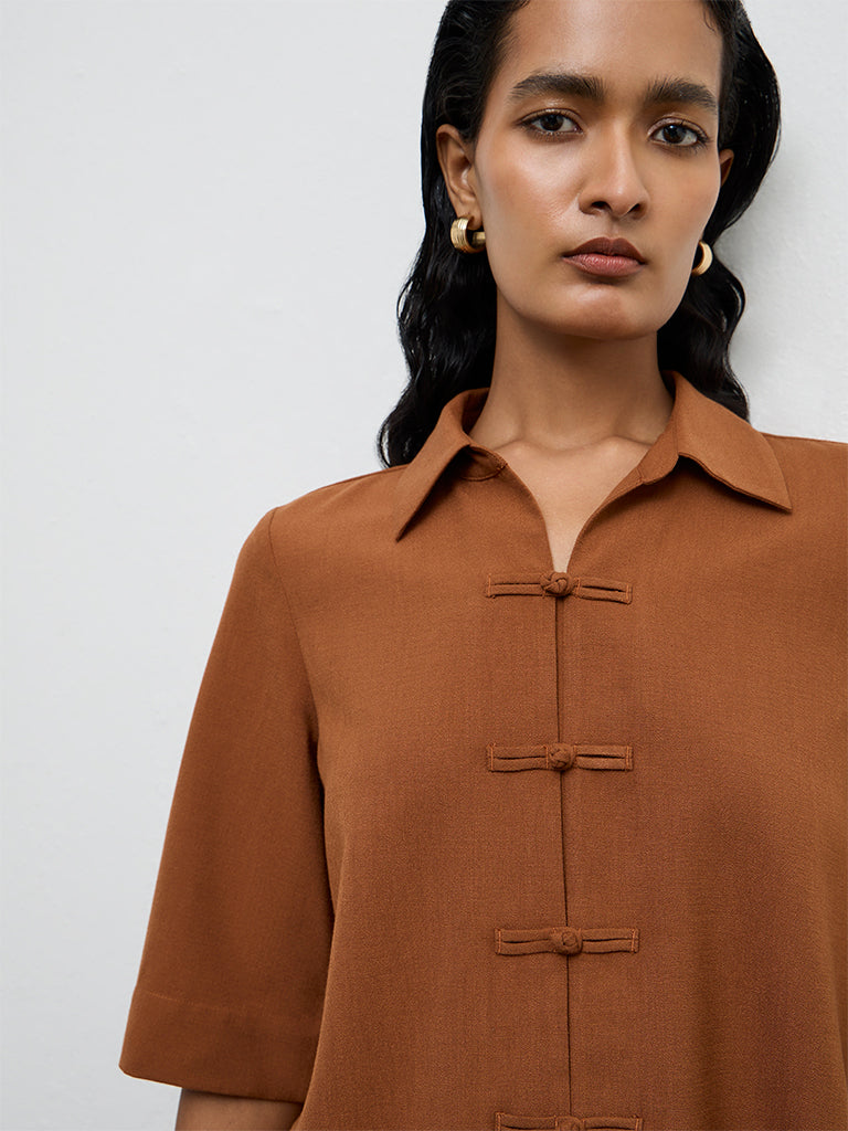 Wardrobe Brown Solid Blouse