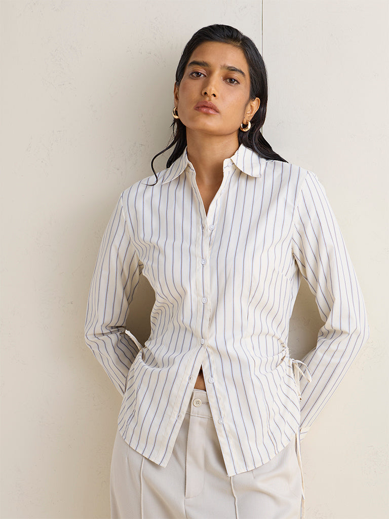 Wardrobe Ivory Striped Cotton Shirt