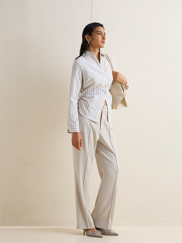 Wardrobe Ivory Striped Cotton Shirt