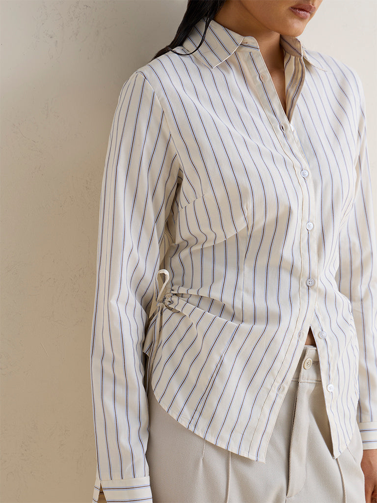 Wardrobe Ivory Striped Cotton Shirt