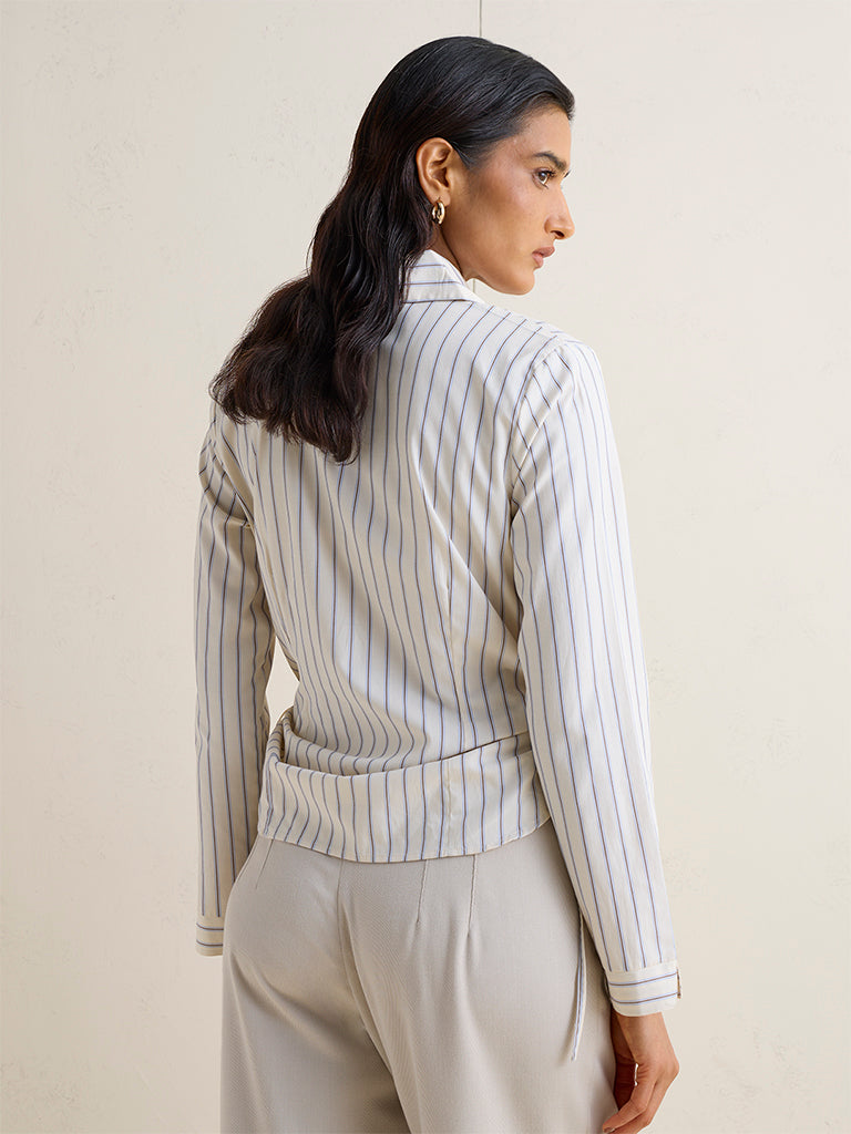 Wardrobe Ivory Striped Cotton Shirt