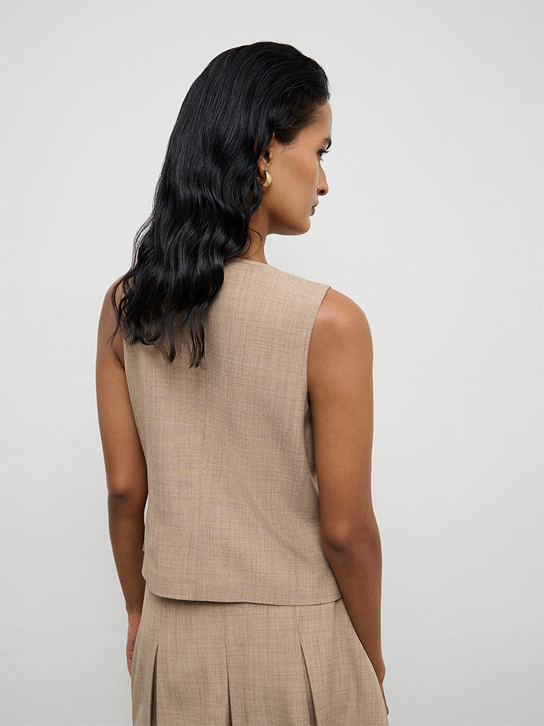 Wardrobe Beige Solid Waistcoat