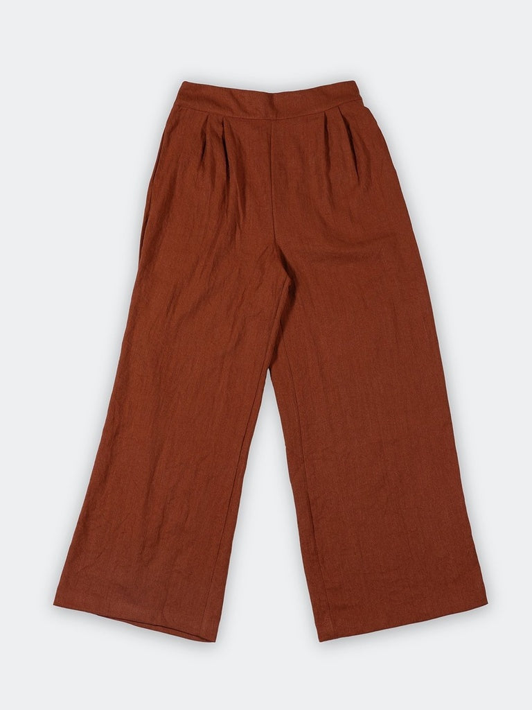 Wardrobe Rust Self-Textured High-Rise Trousers