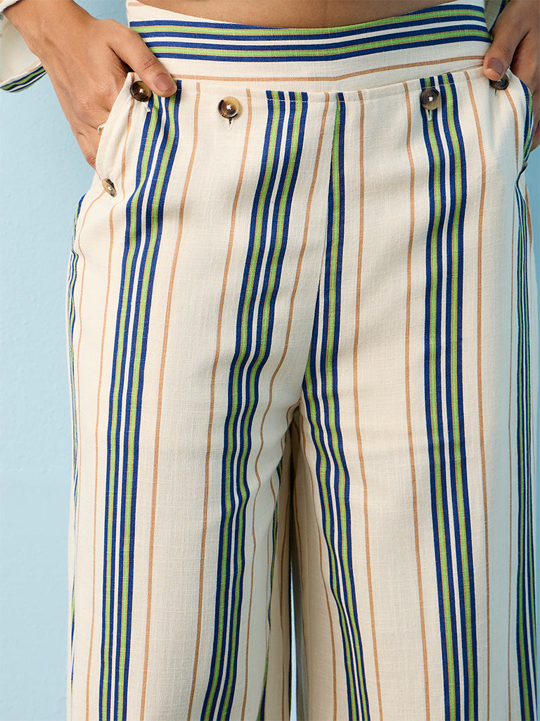 LOV Multicolor Striped High-Rise Trousers
