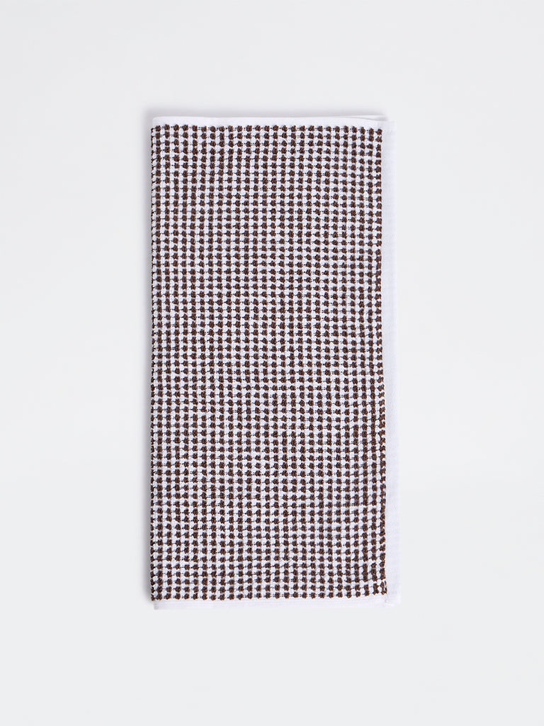 Westside Home White and Brown Pebble Textured Hand Towel