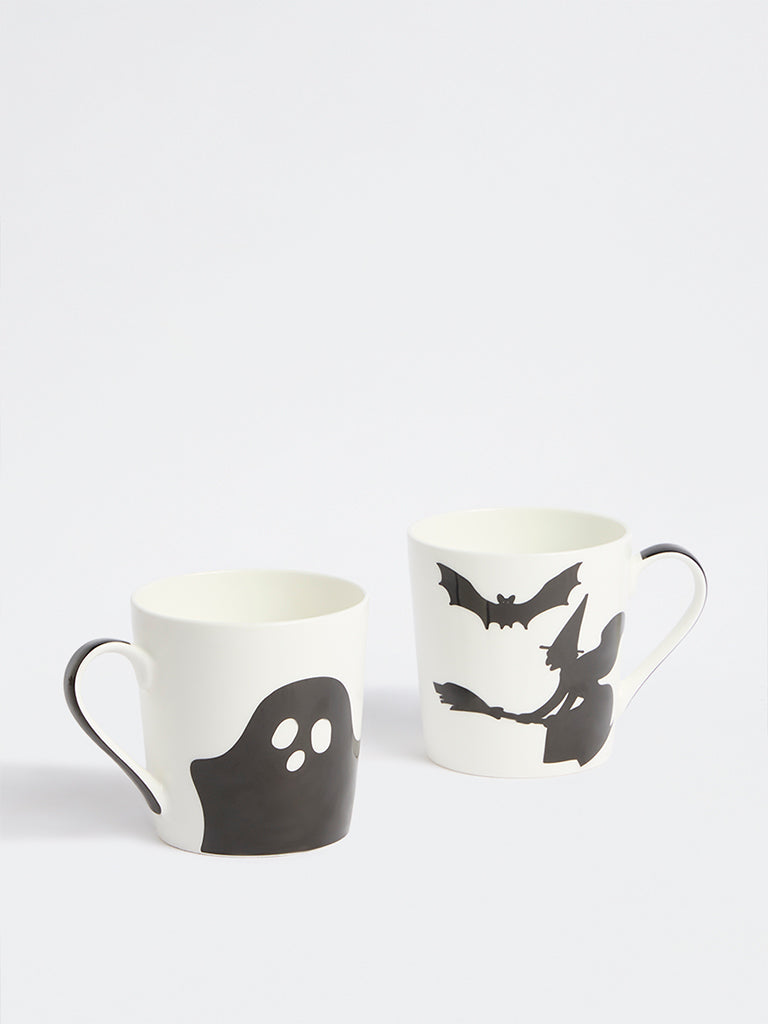Westside Home White Printed Halloween Mugs - Set of 2