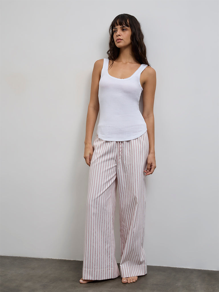 Wunderlove White Solid Cotton Camisole