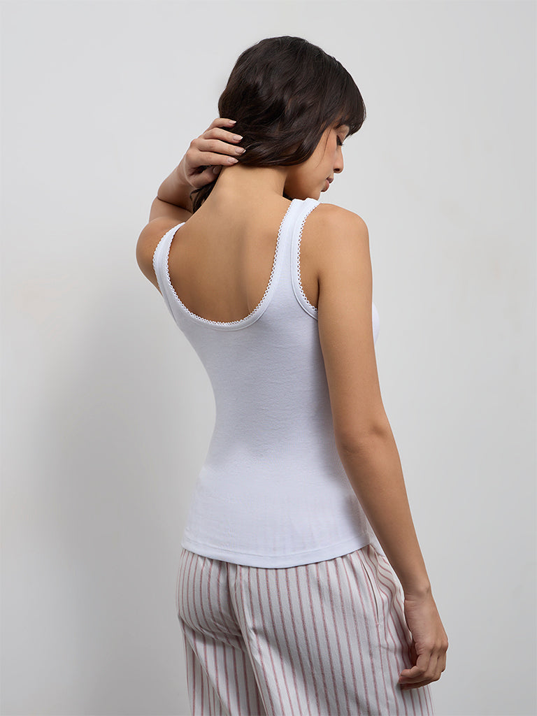 Wunderlove White Solid Cotton Camisole