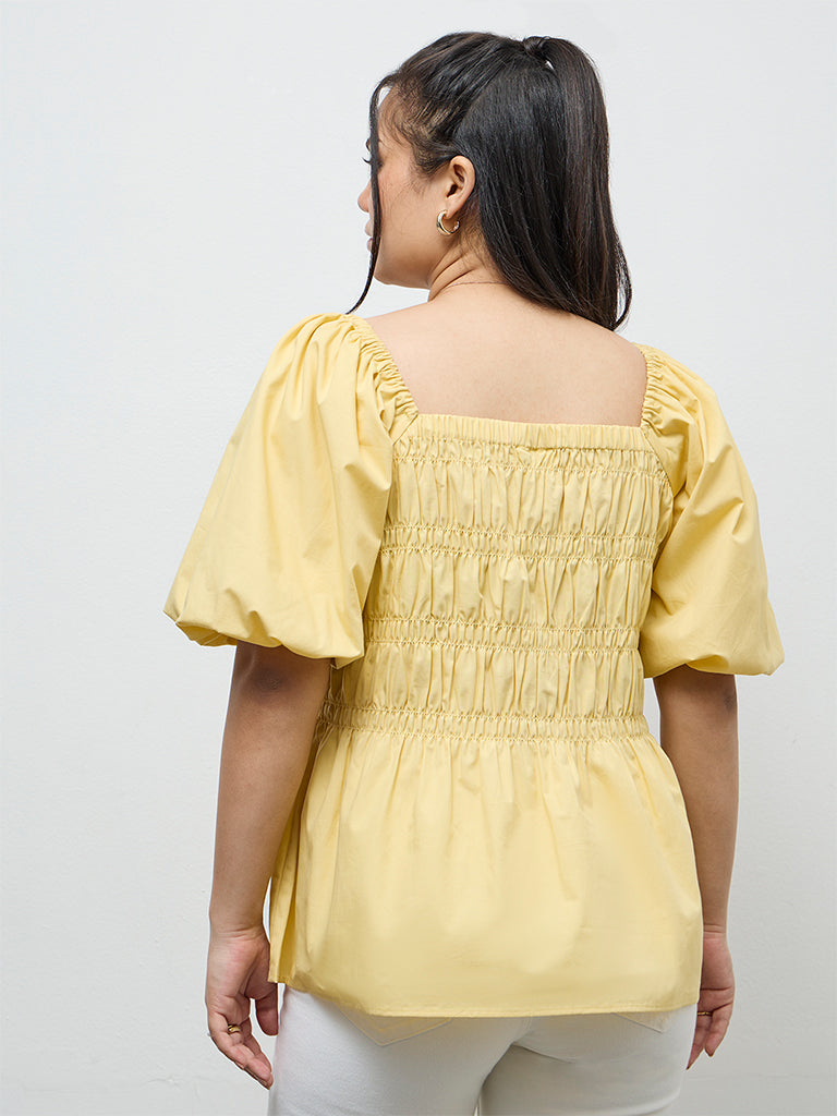 Gia Yellow Smocked Blouse